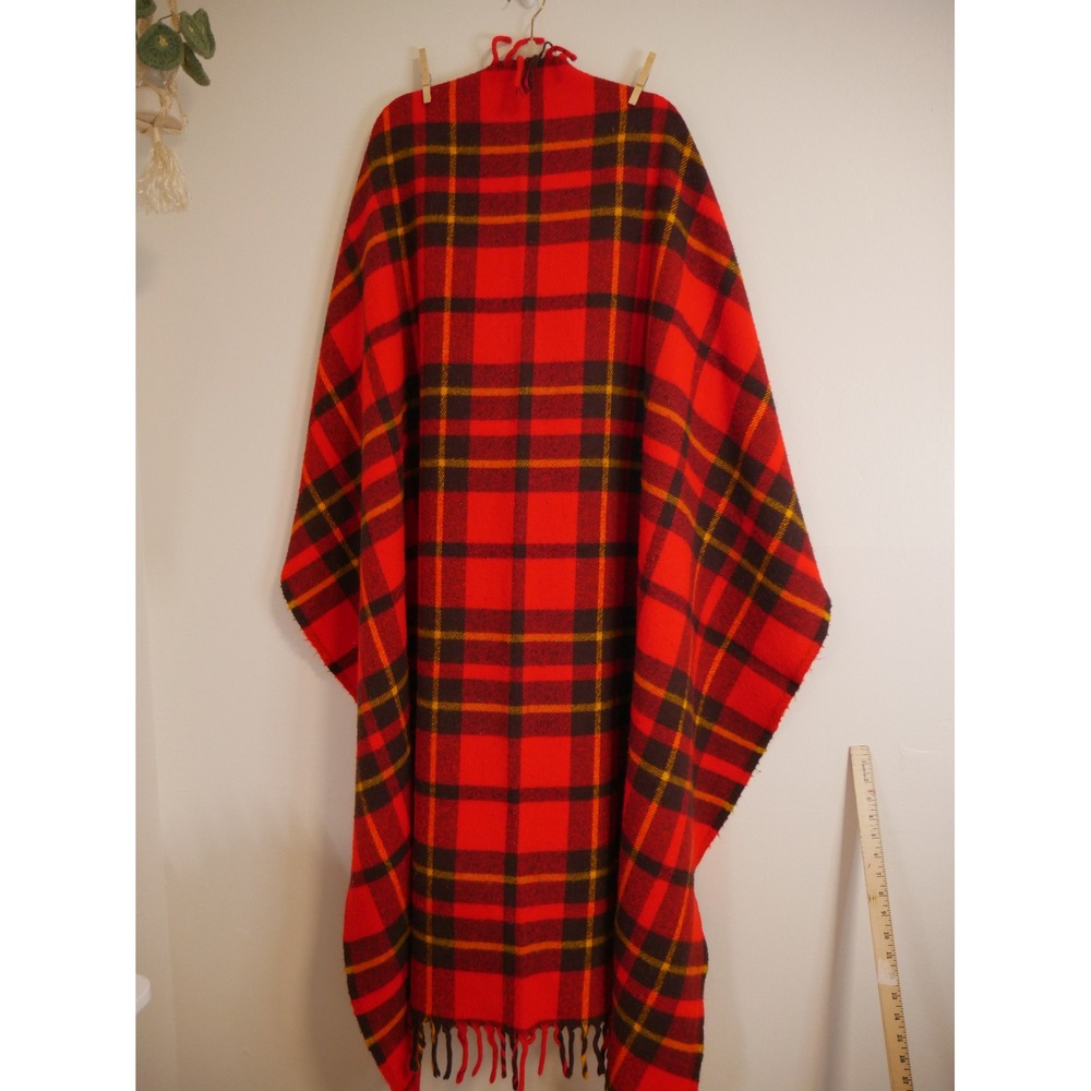 Faribo Red Plaid Blanket‎ Fringe Faribault Woolen Mill 46x46